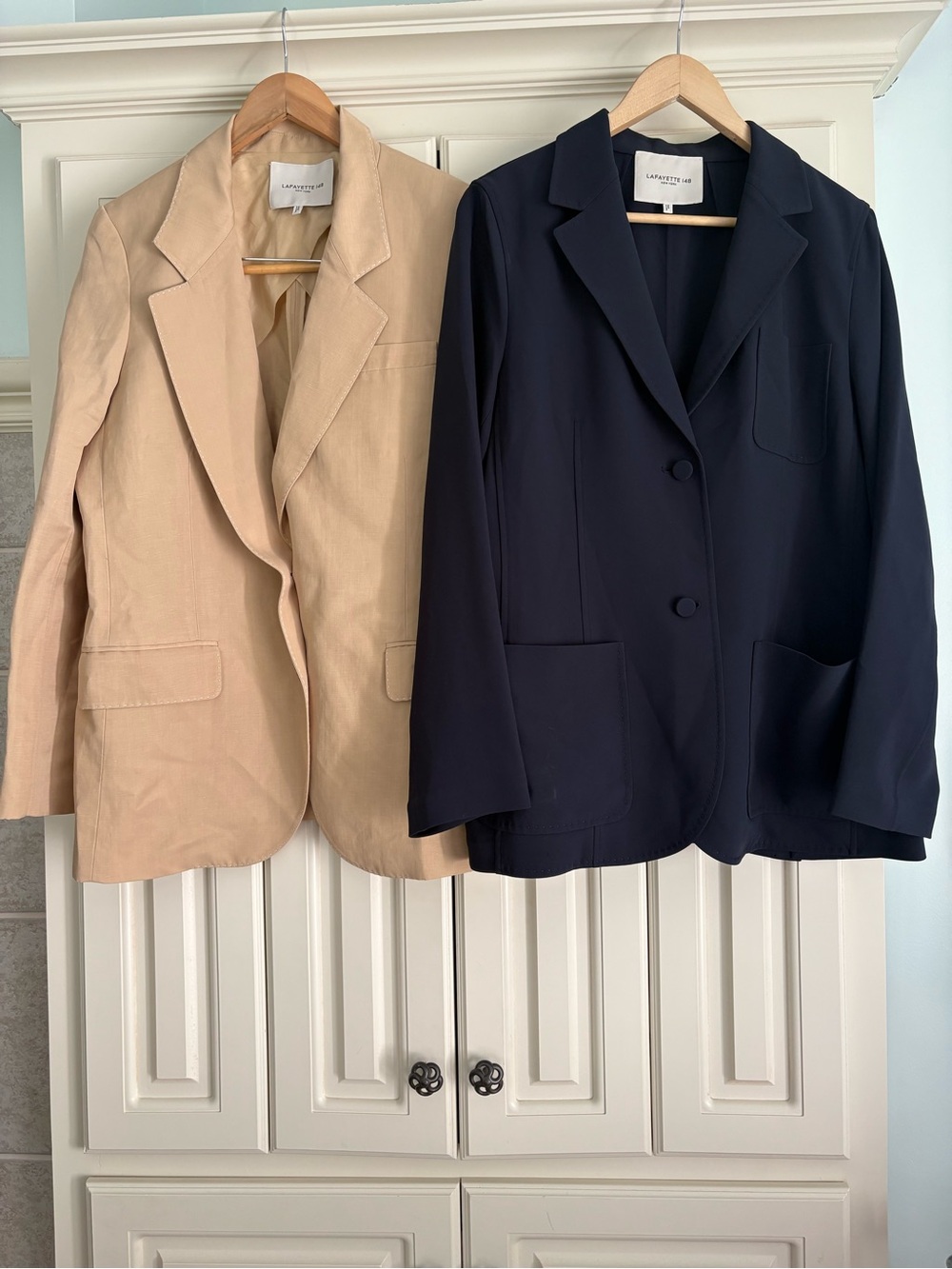 Lafayette 148 New York Beige Navy Tailored Blazer Jackets CareerWear Classic 12